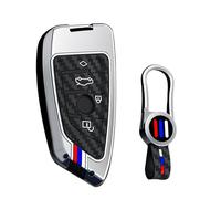 ontto luminous car key cover fit for BMW X1 X3 X5 X6 X7 1 3 5 6 7 Series E46 G20 G30 G11 F15 F16 G01 G02 F48 F30 key holder Metal Silicone Smart Shell case keyring keychain Accessories Silver B2