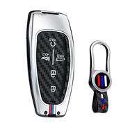 ontto luminous car key cover fit for Hyundai Ioniq 5 Staria Tucson Palisade Nexo Santa Cruze Fe Kona Sonata 2020-2024 Metal Smart Shell case key holder keyring keychain Accessories 5 buttons Silver
