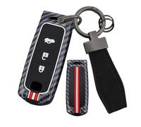 ontto Luminous Car Key Cover fit for Mazda 2 3 5 6 CX-5 CX-7 CX-6 CX-9 Crossover Flair Scrum Wagon Truck Carbon Fiber Metal Key Fob Holder Case Keychain Keyring Shell Accessories 3 buttons Red White A