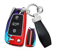 ontto luminous car key fob cover fit for Audi A1 A3 A4 A5 A6 A6L A8 Q2 Q3 Q5 Q7 TT TTS R8 S3 S4 S5 S6 RS3 Flip key holder Alloy Silicone Smart Shell case keyring keychain styling Accessories Red C