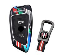 ontto luminous car key fob cover fit for BMW X1 X3 X5 X6 X7 1 3 5 6 7 Series E46 G20 G30 G11 F15 F16 G01 G02 F48 F30 key holder Metal Silicone Smart Shell case keyring keychain Accessories Black B1