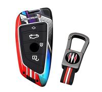 ontto luminous car key fob cover fit for BMW X1 X3 X5 X6 X7 1 3 5 6 7 Series E46 G20 G30 G11 F15 F16 G01 G02 F48 F30 key holder Metal Silicone Smart Shell case keyring keychain Accessories Red B2