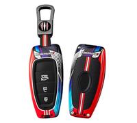 ontto luminous car key fob cover fit for Hyundai Tucson Santa Fe Palisade Sonata IONIQ 5 Santa Cruz Nexo 2022 2023 2024 key holder Metal Smart Shell case keyring keychain Accessories 3 buttons Red