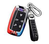 ontto luminous car key fob cover fit for Land Rover LR2 LR4 Freelander 2 Discovery for Range Rover Sport Evoque Velar 2010-2018 key holder Metal Smart Shell case keyring keychain Accessories Red 2