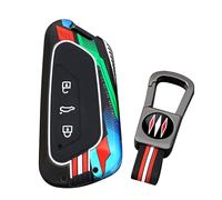 ontto luminous car key fob cover fit for VW Golf GTI MK8 ID.3 ID.4 Skoda Seat Leon Tarraco Ateca Octavia MK4 key holder Metal Silicone Smart Shell case keyring keychain styling Accessories Black 1