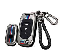 ontto Metal Car key fob cover case Fit for Honda Civic CR-V HR-V Agreement Jade Crider Odyssey 2015-2018 keyring Flip Key Shell Holder bag keychain Accessories 3 button Black