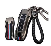 ontto Metal Car key fob cover case Fit for porsche cayenne 958 911 lepin 996 macan panamera 997 944 924 987 987 gt3 cayman 987 keyring Silicone Key Shell Holder bag keychain Accessories 4 button Black