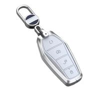 ontto Metal Key fob Cover fit for BYD Song PRO Han EV Max Tang DM Qin PLUS Yuan Dolphin Atto 3 Auto keychain accessories Leather Remote Key Case shell Holder Keyring car styling White A