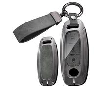 ontto Metal Leather Car Key Fob Cover Fit for Nissan Ariya Qashqai X-trail ePower Juke Teana 2023 2024 Smart Key Holder case keyring Shell bag keychain auto accessories Grey 2