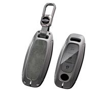 ontto Metal Leather Car Key Fob Cover Fit for Nissan Ariya Qashqai X-trail ePower Juke Teana 2023 2024 Smart Key Holder case keyring Shell bag keychain auto accessories Grey 1