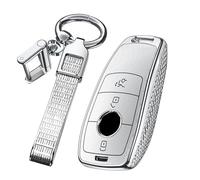 ontto PC Car Key fob Cover Fit for Mercedes Benz E-Class 2017 E200 E300 E320 E400 W213 S213 C238 A238 S-Class 2018 3 buttons Remote Key case Shell keyring Key holder keychian accessories White B