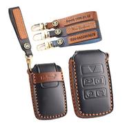 ontto Personalized key holder Car key cover Custom keyring keychain Compatible with Discovery 4 LR4 Sport for Rang Rover Evoque Velar for Jaguar leather Smart Key case Shell Accessories Black B