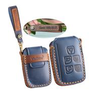 ontto Personalized key holder Car key cover Custom keyring keychain Compatible with Discovery 4 LR4 Sport for Rang Rover Evoque Velar for Jaguar leather Smart Key case Shell Accessories Blue A