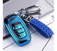 ontto Silicone Car Key Fob Cover Keyring for Audi Accessories A3 A4 A5 A6 A7 A8 Q3 Q5 Q7 Quattro Key Case key Shell key Holder keychain Protector Blue A