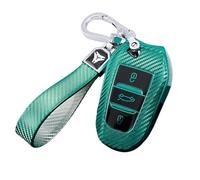 ontto Smart Car Key Fob Cover fit for Peugeot 308 408 508 2008 3008 4008 5008 C4 C4L C6 C3-XR Keyless entry Key Case TPU Carbon fiber pattern Keychain keyring Protector accessories Green
