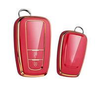 ontto TPU Car key case cover Fit For Toyota CHR C-HR Prado Prius Camry Corolla RAV4 keyless entry smart Key Shell Holder bag keychain keyring Accessories 2 buttons Gold Red