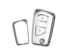 ontto TPU Car key case cover Fit For Toyota Yaris Aygo Avensis Hilux Highlander Sport Crown Camry Collara Reiz Scion iQ Flip Key Shell Holder bag keychain keyring Accessories 2 buttons White B