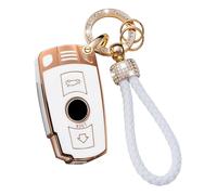 ontto TPU Car key fob cover Compatible with BMW X5 X6 E61 E90 E82 E70 E71 E87 E88 E89 1 3 5 6 Series key holder Smart case Shell keyring keychain bag bling styling accessories Beige D