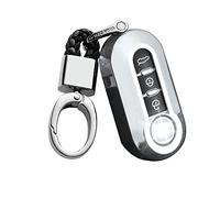 ontto TPU Car key fob cover Fit for Fiat 500 500C 500L 500X Ducato Punto Bravo Panda Lancia Grande Stilo Linea Flip Key case Key Shell Key Holder keyring keychain Accessories Silver A