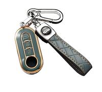 ontto TPU Car key fob cover Fit for Fiat 500 500C 500L 500X Ducato Punto Bravo Panda Lancia Grande Stilo Linea Flip Key case Key bag Shell keyring Smart Key Holder keychain Protector Accessories Grey