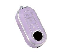 ontto TPU Car Key Fob Cover Fit for Fiat 500 500C 500L 500X Ducato Punto Bravo Panda Lancia Grande Stilo Linea Flip Key Case Bag Shell Keyring Holder Keychain Decoration Accessories Purple