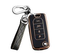 ontto TPU Car key fob cover Fit for Jeep Renegade Compas 2016-2020 Flip Key case Shell keyring Folding Key Holder bag keychain protective Accessories 4 buttons Black A