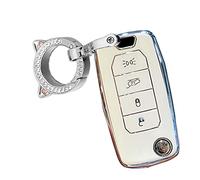 ontto TPU Car key fob cover Fit for Jeep Renegade for Dodge Compass Cherokee for Fiat 500X Flip key case Smart Key Shell Holder bag keychain keyring protective Accessories 4 buttons White A
