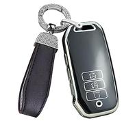 ontto TPU Car key fob cover Fit for Kia Sportage K5 DLS NIRO Sorento MQ4 EV6 GT-Line K8 V6 Ceed CD GT 2020-2023 smart Key Case Shell Holder bag keychain keyring Accessories 7 buttons Black B