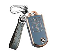 ontto TPU Car key fob cover Fit for Mazda 2 3 5 6 BT50 CX-5 CX-7 MX5 M3 M6 Axela Flip Key case Smart Key bag Shell Holder keyring keychain Protector Accessories 3 buttons Grey
