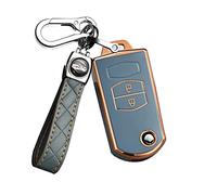 ontto TPU Car key fob cover Fit for Mazda 2 3 5 6 BT50 CX-5 CX-7 MX5 M3 M6 Axela Flip Key case Smart Key bag Shell Holder keyring keychain Protector Accessories 2 buttons Grey