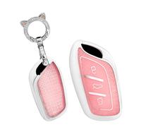 ontto TPU Car key fob cover fit for MG4 MG3 MG5 MG6 MG ZS EV ZST HS EHS ZX GT for Roewe key case holder keychain shell keyring accessories 3 buttons Pink 2