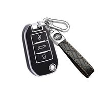 ontto TPU Car key fob cover Fit for Peugeot 208 301 308 508 2008 3008 fit for C4L CACTUS C5 C2 C3 C4 C6 C8 Picasso Xsara Flip Key case bag Shell keyring Key Holder keychain Accessories Black
