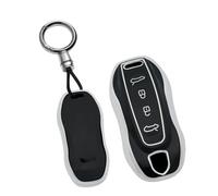 ontto TPU Car key fob cover fit for Porsche Macan 4 EV Electric 2025 2024 key case holder Smart Shell keyring keychain protector car styling accessories 4 buttons Black 1