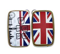 ontto Union Jack Flags key cover fit for Land Rover Discovery Evoque LR4 Range Rover Sport for Jaguar key holder UK GB Flag TPU Smart Shell case keyring keychain auto styling Accessories Beige 1