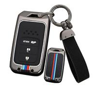 ontto Zinc alloy Car key fob cover case Fit for Honda Civic City Vezel Accord HR-V CRV Polit Jazz Jade Crider Odyssey keyring Silicone Key Shell Holder bag keychain Accessories 3 button Black D