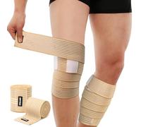 ONTYZZ Knee Bandage Brace 1 Pair High Elastic Thigh Compression Wrap for Sport Gym Running Squat Workout Wrap-around Calf Support Beige/180cm