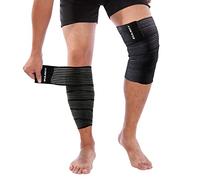 ONTYZZ Knee Bandage Brace 1 Pair High Elastic Thigh Compression Wrap for Sport Gym Running Squat Workout Wrap-around Calf Support Black/180cm
