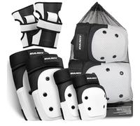 ONTYZZ Knee Protector Set Elbow Protectors Wrist Protectors 6 in 1 Scooter Protective Gear Set Adult Youth Skateboard Protection Set for Roller Skateboarding Inline Skating Pads Set White-Black/XL