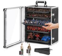 ONULISS Miniatures Carrying Case with 5 Metal Trays, Magnetic Figure Display & Transport Box with Adjustable Shoulder Strap, Model Storage Holder for Collectible, Gift