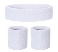 ONUPGO Kids Sweatbands Headband Wristband Set - Athletic Cotton Sweat Band for Sports (1 Headband + 2 Wristbands) (White)