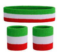 ONUPGO Sweatband Set (3 Pieces) Sports Headband and Wrist Striped Terry Cloth Wristband Athletic Exercise Basketball Moisture Wicking Sweat Absorbing Head Band