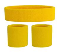 ONUPGO Sweatband Set (3 Pieces) Sports Headband and Wrist Striped Terry Cloth Wristband Athletic Exercise Basketball Moisture Wicking Sweat Absorbing Head Band