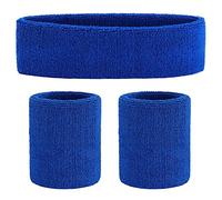 ONUPGO Sweatband Set (3 Pieces) Sports Headband and Wrist Striped Terry Cloth Wristband Athletic Exercise Basketball Moisture Wicking Sweat Absorbing Head Band