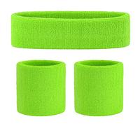 ONUPGO Sweatband Set (3 Pieces) Sports Headband Wrist Striped Sweatbands Terry Cloth Wristband Athletic Exercise Basketball Wrist Sweatband and Headbands Moisture Wicking Sweat Absorbing Head Band