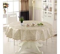 ONURTH 180cm Waterproof PVC Tablecloth, Blue Pastoral Flowers, Round Tablecloth for Circular Table, Easy Wipe Clean, Home Decor