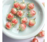 ONURTH 6pcs Strawberry Peach Shape 11mm Acetic Plastic Loose Pendants Beads for Jewelry Making DIY Handmade Crafts Findings
