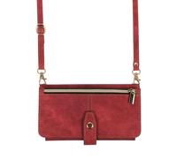 ONV Flip Case Compatible with Samsung Galaxy Z Fold 5 - Adjustable Crossbody Lanyard Zipper Cash Pocket Wallet Leather Case Card Slot Kickstand Metal Close Cover for Samsung Galaxy Z Fold 5[MHDK] -Red