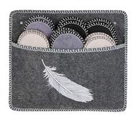 ONVAYA® ABS Guest Slippers | Grey Feather | Set of 6 | Non-Slip Sole | Slippers | Felt Slippers | Size 36-45