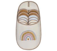 ONVAYA® ABS Guest Slippers Rainbow with Heart Set of 6 Non-Slip Sole Slippers Felt Size 36-45, Rainbow with heart