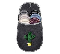 ONVAYA non slip guest slippers | set of 6 | Felt slipper | cactus black